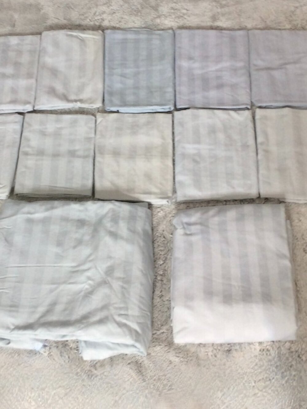Wamsutta Light Blue Striped Damask Sheet Set with 10 Pillow Cases *KING*